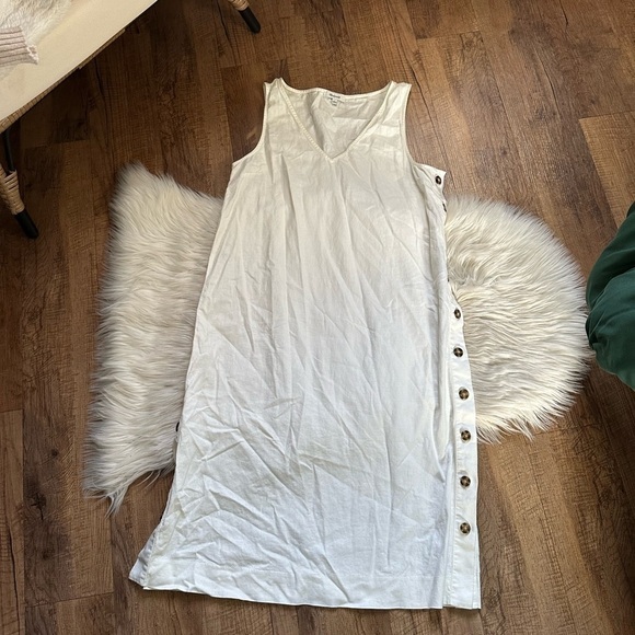 MADEWELL Linen Cotton Side Button Midi Dress - Picture 6 of 10